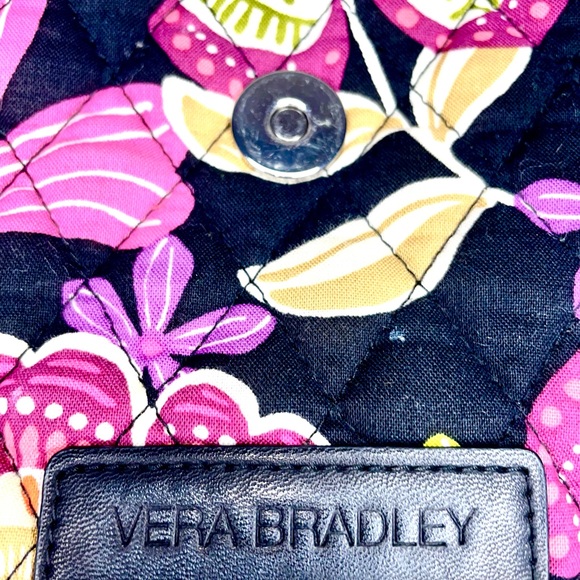 VERA BRADLEY CROSSBODY PINK PURPLE BLACK FLORAL PURSE 10x8x3 - Picture 12 of 14